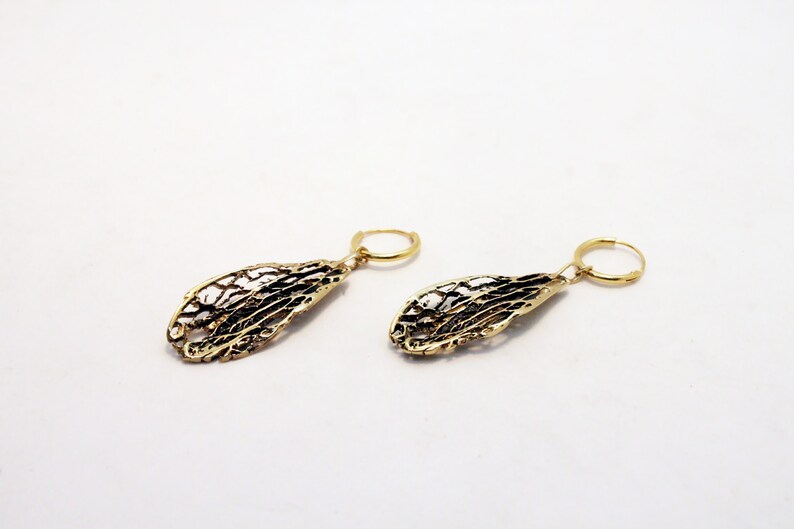 Leaf gold earrings, botanical jewelry, woodland earrings, nature inspired jewelry image 5