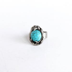 Turquoise ring, solitaire ring, engagement ring, chunky ring, witch ring silver image 7