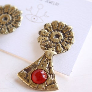 Lace crystal earrings, carnelian earrings silver, daisy earrings, flower lovers image 10