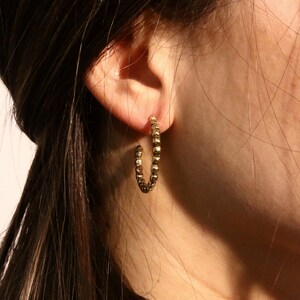 Simple bubble hoops earrings, granulation dot hoop earrings gold, minimal jewelry image 5