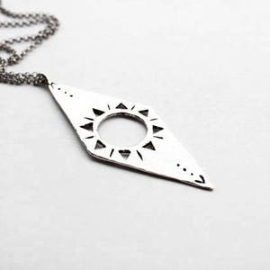 Sun necklace silver, statement necklace, tuareg necklace, witch necklace image 2