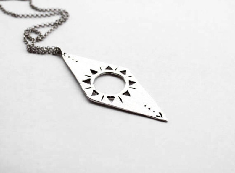 Sun necklace silver, statement necklace, tuareg necklace, witch necklace image 2