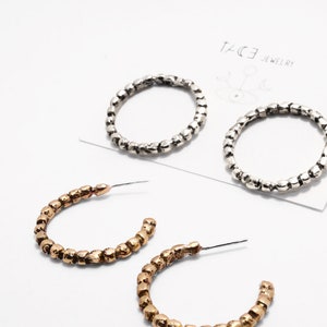 Simple bubble hoops earrings, granulation dot hoop earrings gold, minimal jewelry image 9