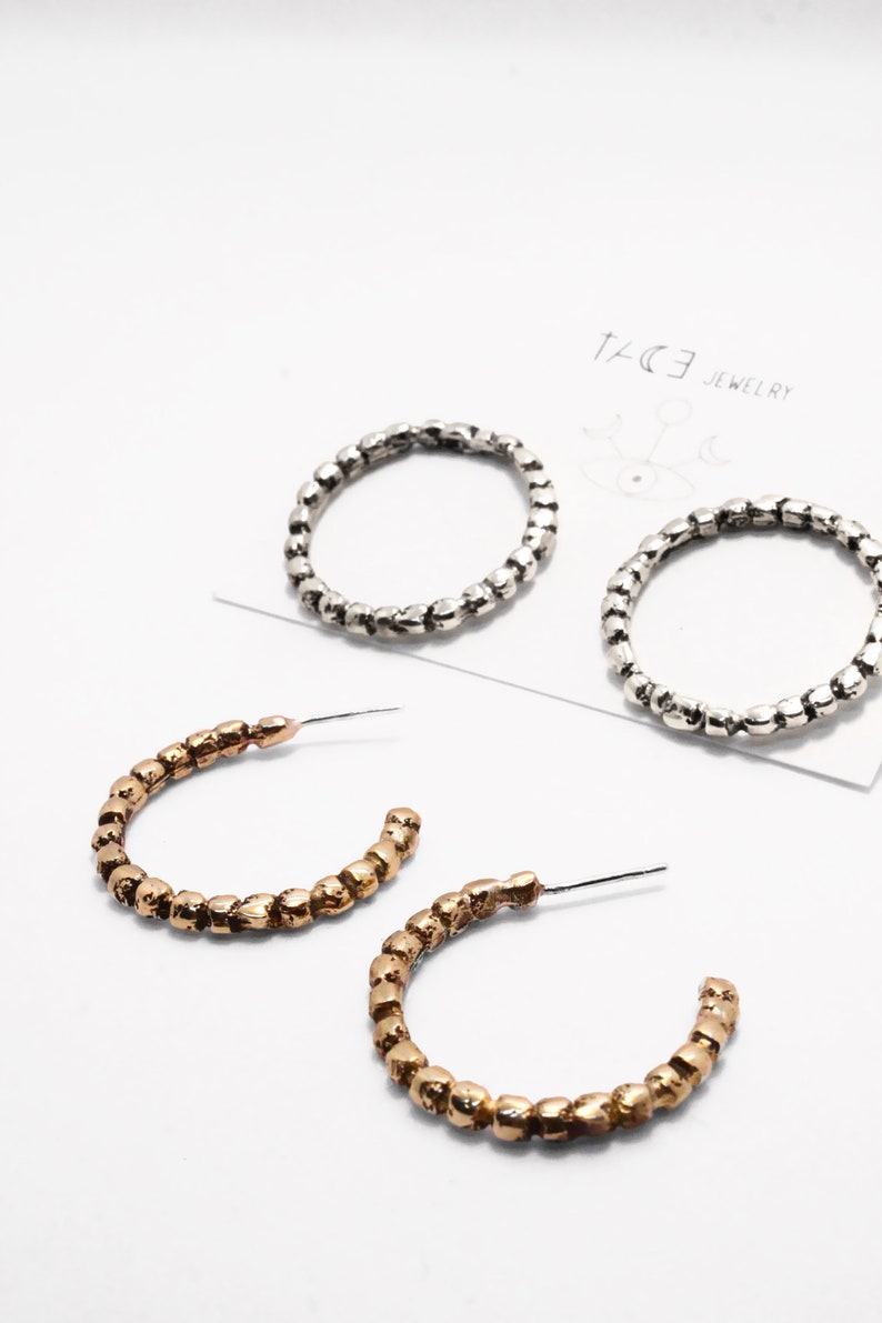 Simple bubble hoops earrings, granulation dot hoop earrings gold, minimal jewelry image 9