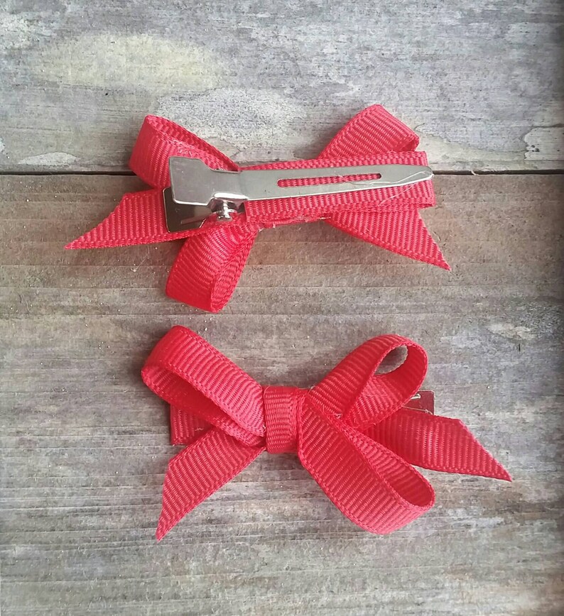 Set of 2 Coral Bow Hair Clips Etsy