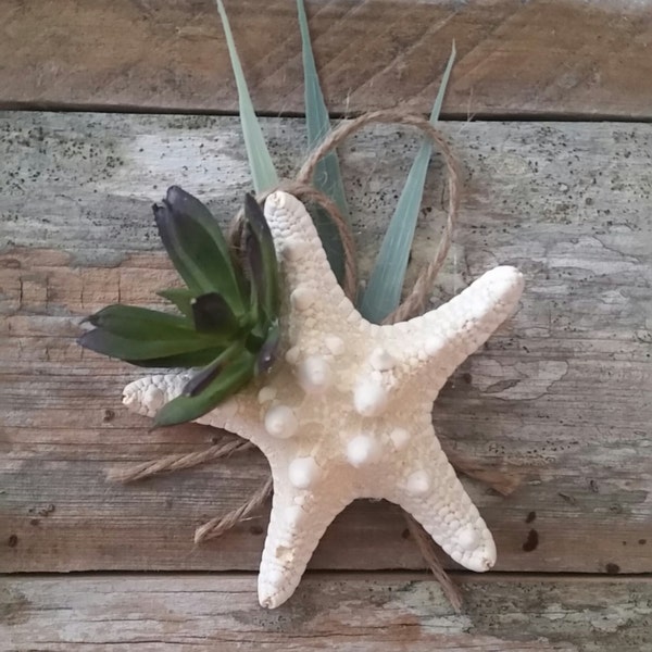 Smaller Starfish Boutonniere- Jute Accent