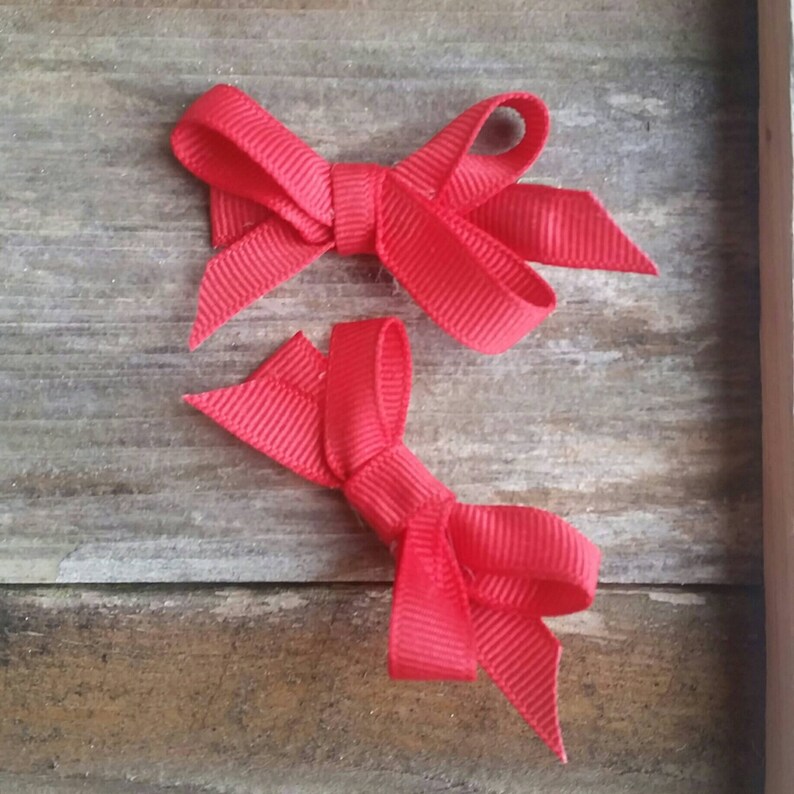 Set of 2 Coral Bow Hair Clips Etsy