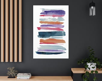 Minimalist Watercolor Abstract Lines Art Print on Canvas