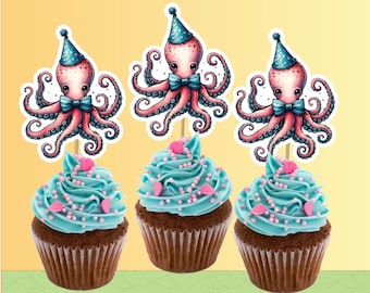 Octopus Cupcake Toppers, Octopus Party, Octopus Cake Topper