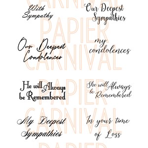Sympathy Digital Stamp Bundle, Digital Sentiments, Sympathy Sentiments ...