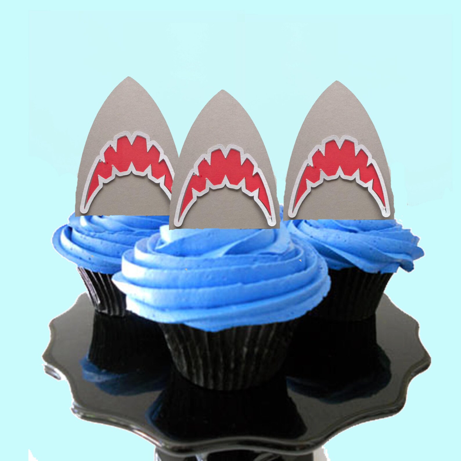 Shark Party Cupcake Toppers, Shark Party Decorations, Shark Party Decor