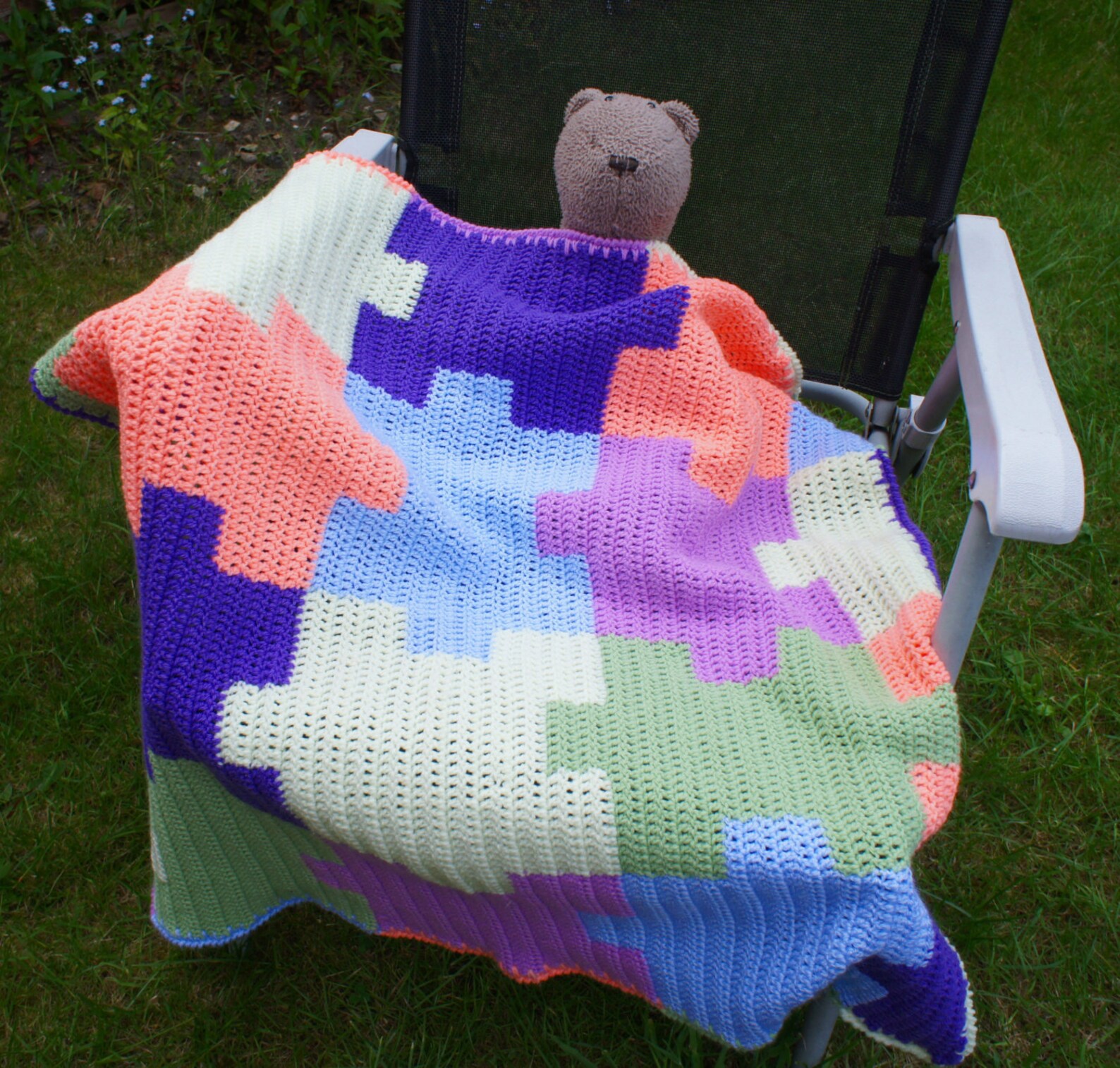Unique jigsaw puzzle crochet baby blanket multicoloured Etsy
