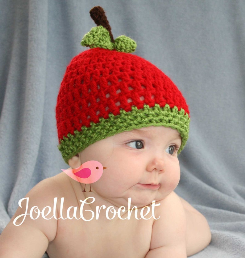 Apple Beanie JoellaCrochet Newborn Apple Hat Baby Apple Hat Apple Hat Red Apple Photography Props for Newborn Photography Green