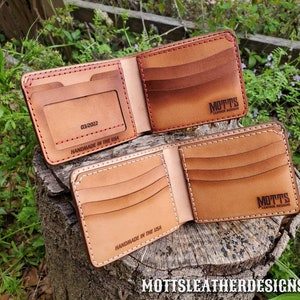 Handcrafted &quot;Legend&quot; Billfold in Natural Vegetable Tanned Leather (With Interior Options)