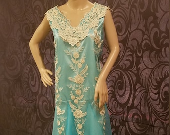 1920 erdacht inspiriert Türkis Kleid