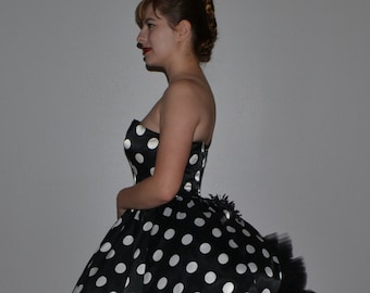 Polka Dot Cocktailkleid, Retro, 1950