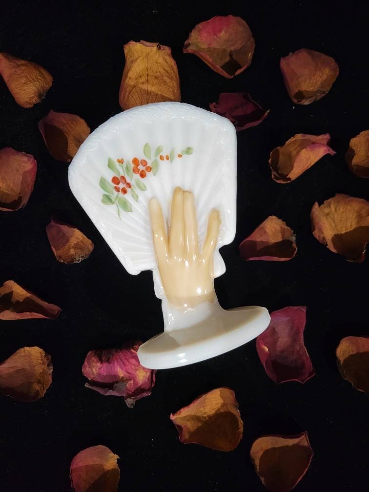 Lovely Vintage Milk Glass Hand Vase/trinket Dish Etsy
