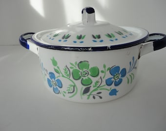 Enamelware Pot Blue color White Polka dot Made in Serbia 7.5 L