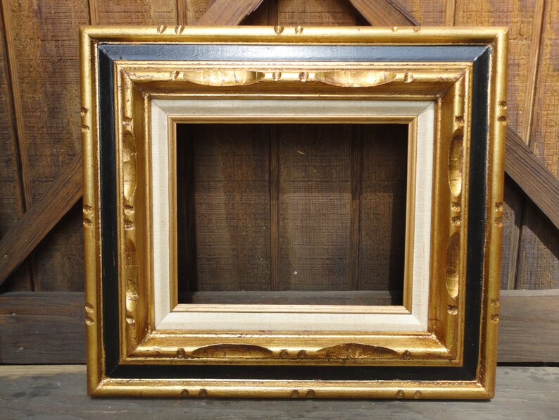 Gold Black Frame With Linen Insert Large Fancy 8 By 10 Image 0