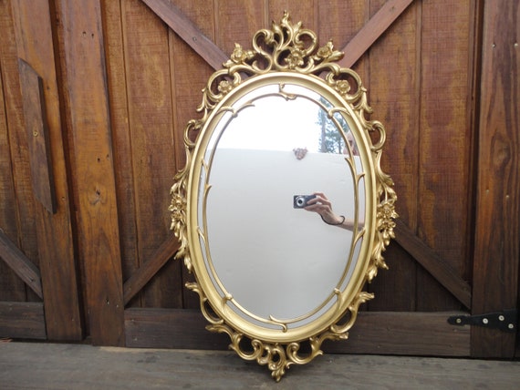 Syroco Hollywood Regency Oval Wall Mirror Ornate Gold Framed Xl Bedroom Elegant