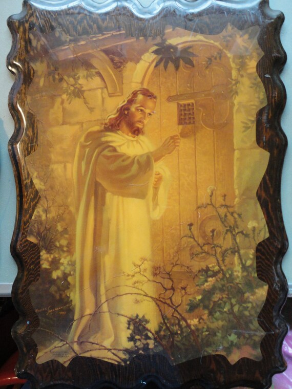 Christ At Hearts Door By Warner Sallman Revelation 3 20 Wood Etsy