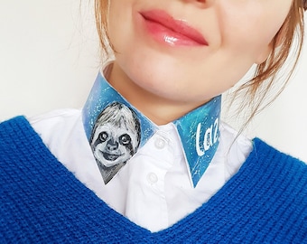 Sloth fake collar Size S Cute detachable collar Sloth accessories Sloth shirt collar Sloth neck accessories