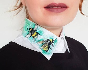 Detachable Bees collar Removable collar  Unique bees clothing  Bees accessories  Designer clothing Unique clothing Bees shirt collar