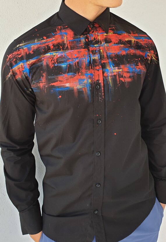 Hand Dyed Mens Shirt Abstract Shirt 