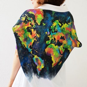 Handpainted Custom denim jacket World map jacket Unique jacket Sleeveless jacket Painted jacket Art jacket Custom jacket Traveler gift image 2