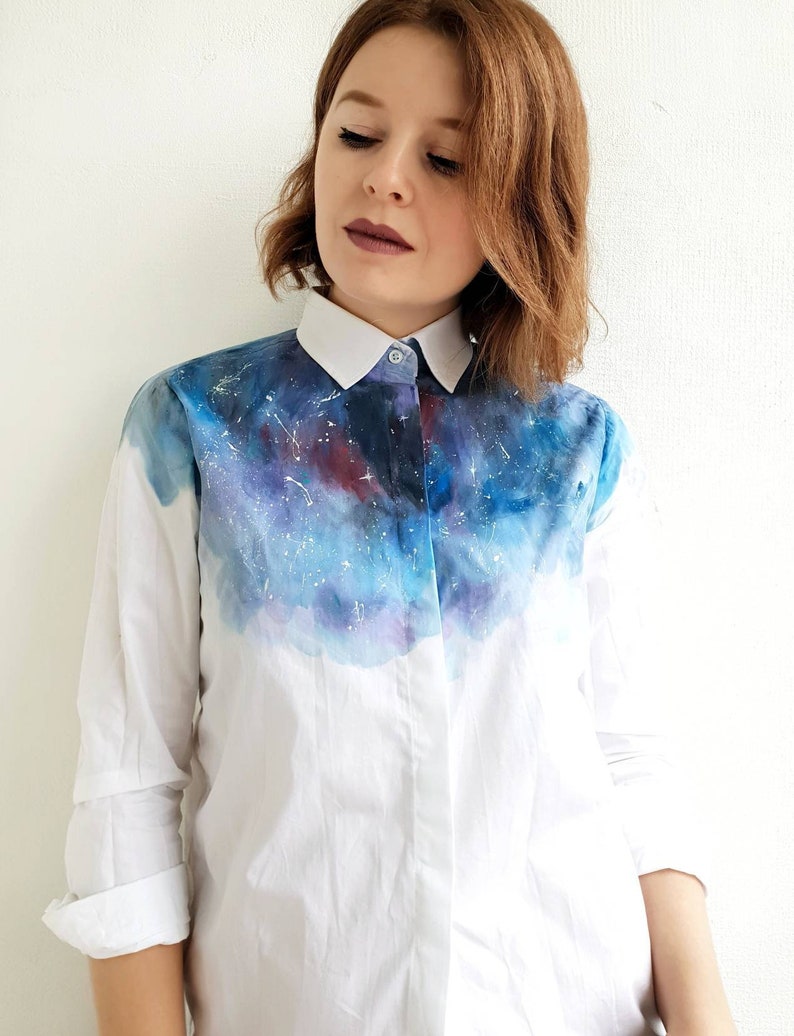 Galaxy Hand Dyed Blouse Galaxy Women Shirt Painted Blouse | Etsy