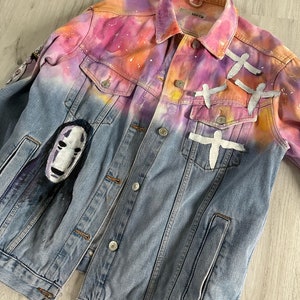 Custom Painted Jacket Sale Unique Painted denim jacket, pop culture jacket,custom made jacket,anime jacket,skull jacket image 8