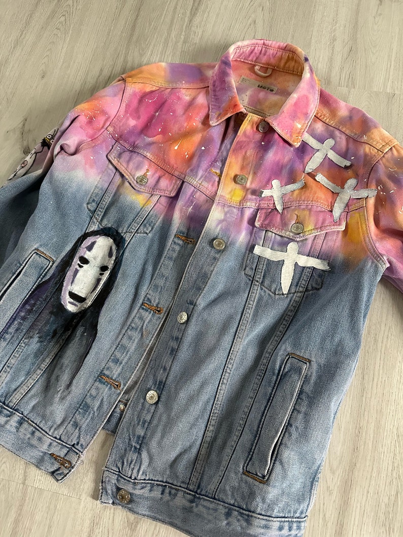 Custom Painted Jacket Sale Unique Painted denim jacket, pop culture jacket,custom made jacket,anime jacket,skull jacket image 8