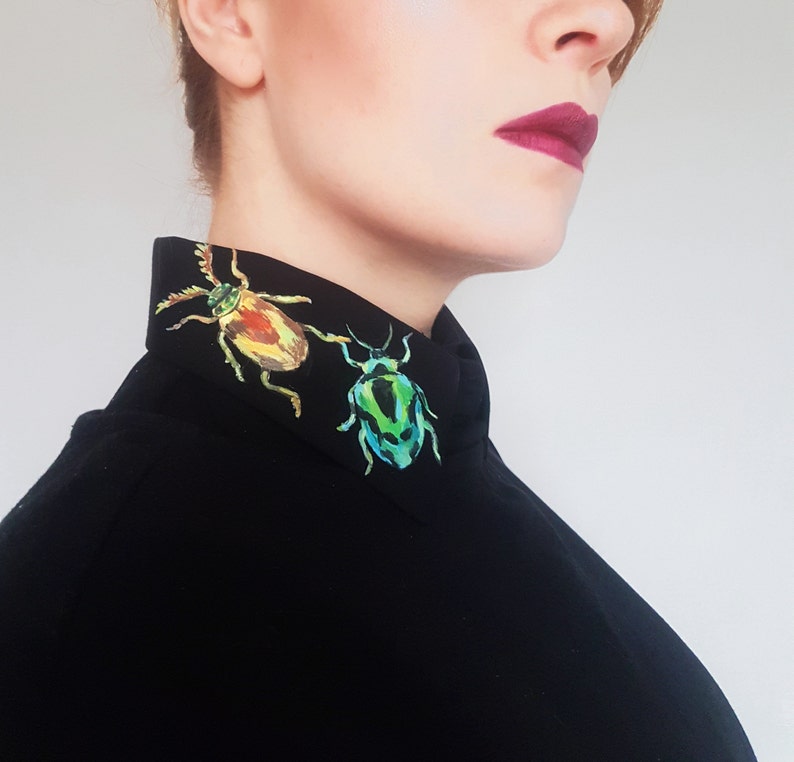 Detachable unique bugs collar removable collar statement collar insect shirt collar fake collar beetles accessories beetles collar image 1