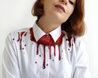 Dripping Blood shirt Blood top Blood blouse Designer shirt Designer clothes Unique blouse Unique shirt