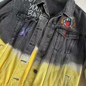 Custom Painted Jacket Sale Unique Painted denim jacket, pop culture jacket,custom made jacket,anime jacket,skull jacket image 5