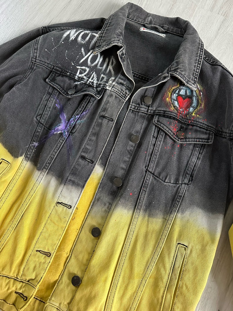 Custom Painted Jacket Sale Unique Painted denim jacket, pop culture jacket,custom made jacket,anime jacket,skull jacket image 5