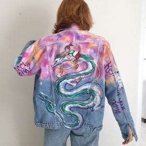 Custom Painted Jacket Sale Unique Painted denim jacket, pop culture jacket,custom made jacket,anime jacket,skull jacket image 6