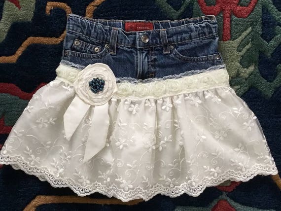 Toddler Jean Skirt Size 4 Toddler Skirt Upcycled toddler | Etsy