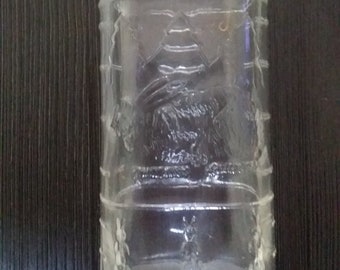 ANTIQUE 1920's Glass BABY BOTTLE with Embossed Rabbits and Pine Trees on front & lines showing ounces on back -  8 oz (B8)