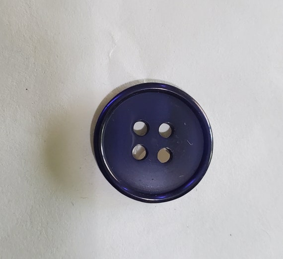 Bouton Vintage 43 Mm En Plastique Moiré Gris-bleu - Occasion, Fabrication Française