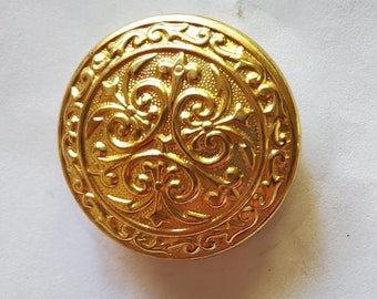 Vintage Metal Gold Color Scroll Work - Shank Buttons 32L - 13/16" - 20mm ( B180)