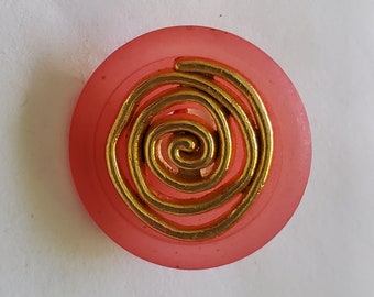 Botones vintage de plástico con vástago en espiral color oro rosa pálido 32L - 13/16" - 20 mm (B294B)