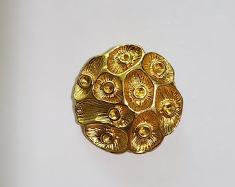 Round Gold Metal Flower Like Pattern - Shank Back Vintage Buttons 30L - 3/4" - 19mm Crafts Jewelry Sewing Knit Clothes Crochet (B3)