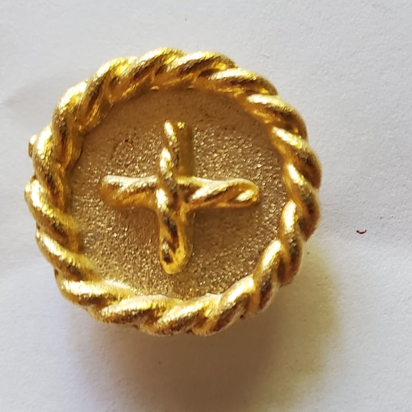 Ronde metalen gouden afwerking touw buitenste & X touw centrum ontwerp - Shank terug Vintage knopen 30L - 3/4 "- 19 mm ambachtelijke kleding sieraden breien (B182)