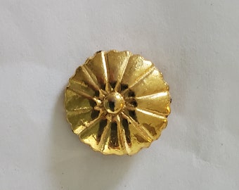 Botones vintage de metal dorado con flor y vástago trasero - 30 L - 19 mm (B128)