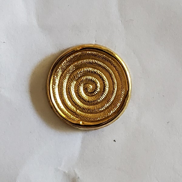 Round Metal Gold Color Slight Concave Spiral Shank Back Vintage Buttons 30L - 3/4" - 19mm Craft Clothing Knit Jewelry (B391)