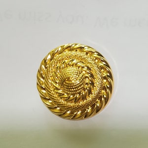 Round Gold Metal Raised Eye Like Center Rope Design Rim Shank Back Vintage Buttons 36L - 7/8" - 22mm Craft Sewing Jewelry Knit Crochet (B16)