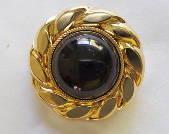 12 botones vintage de plástico dorado y negro con vástago, 40L - 1" - 25,5 mm (B257)