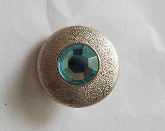 12 Vintage Matte Silver Metal Plate Aqua Stone Shank 30L - 3/4" - 19mm (B282A)