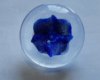 Botones vintage de Lucite azul bígaro con vástago en forma de flor, 32L - 13/16" - 20 mm (B321)
